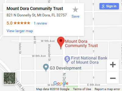 Google Map to Mount Dora Community Trust location